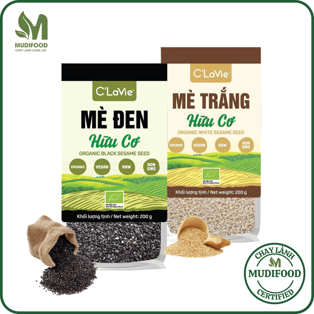 Hạt Mè Đen, Mè Trắng Hữu Cơ C'Lavie 200g - Thực Phẩm Bổ Sung Dinh Dưỡng Cho Mẹ Bầu, Sau Sinh, Người Già, Người Tiểu Đường, Ăn Chay, Ăn Kiêng, Eat Clean, Healthy, Tốt Cho Tim Mạch, Giàu Canxi, Làm Sữa Hạt, Làm Bánh Ăn Dặm Cho Bé  (CBCL, Hạt Và Đậu, DSTN)