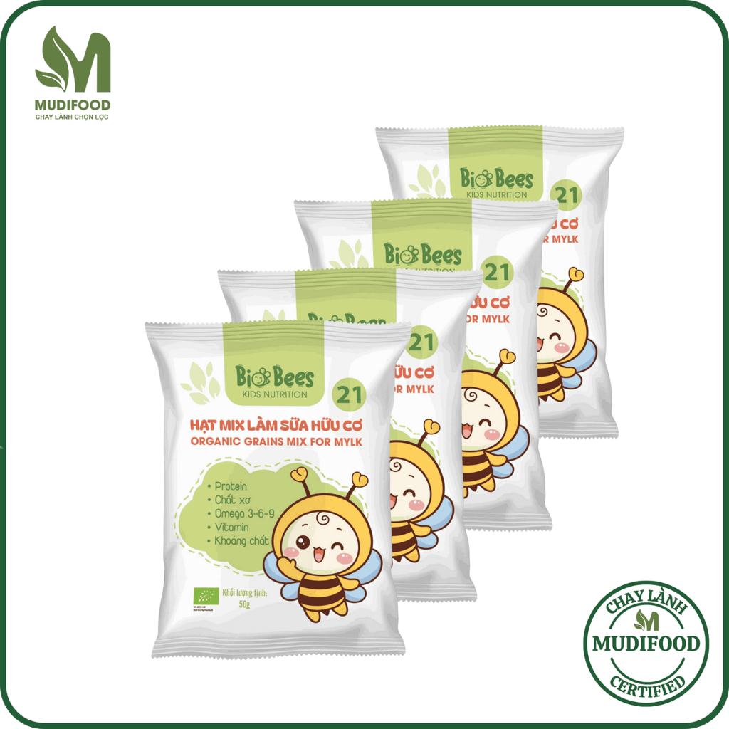 Combo 4 Gói Hạt Mix Làm Sữa Hữu Cơ BioBees 50g - Nguyên Liệu Làm Sữa Hạt Sạch, Giàu Dinh Dưỡng (SH)