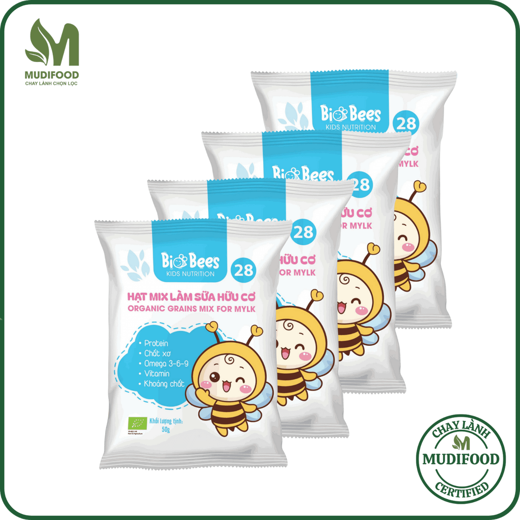 Combo 4 Gói Hạt Mix Làm Sữa Hữu Cơ BioBees 50g - Nguyên Liệu Làm Sữa Hạt Sạch, Giàu Dinh Dưỡng (SH)