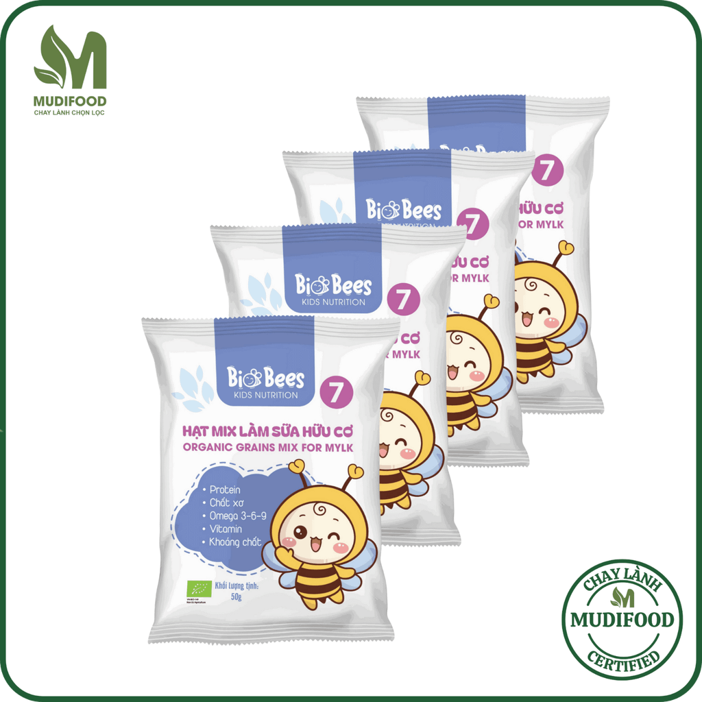 Combo 4 Gói Hạt Mix Làm Sữa Hữu Cơ BioBees 50g - Nguyên Liệu Làm Sữa Hạt Sạch, Giàu Dinh Dưỡng (SH)