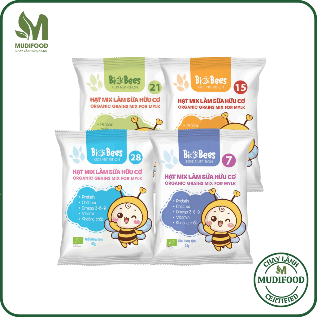 Combo 4 Gói Hạt Mix Làm Sữa Hữu Cơ BioBees 50g - Nguyên Liệu Làm Sữa Hạt Sạch, Giàu Dinh Dưỡng (SH)