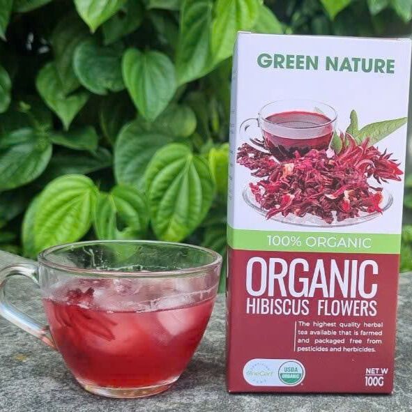 Hoa Bụp Giấm Nguyên Bông Hữu Cơ Green Nature 100g - Thanh Nhiệt, Mát Gan, Cải Thiện Giấc Ngủ, Giúp Thư Giãn & Làm Đẹp Da, Tốt Cho Tim Mạch, Giảm Cân, Eatclean, Healthy (Trà)