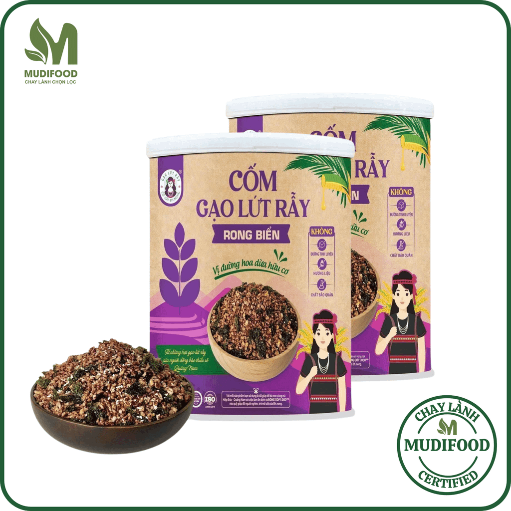 Cốm Gạo Lứt Rẫy Rong Biển Bh.Nong Hũ 180g - Thực Phẩm Bổ Sung Dinh Dưỡng Cho Người Tiểu Đường, Người Ăn Chay, Ăn Kiêng, Giảm Cân, Tập Gym, Eat Clean, Hàm Lượng Chất Xơ Cao (Bánh Và Snack Healthy)