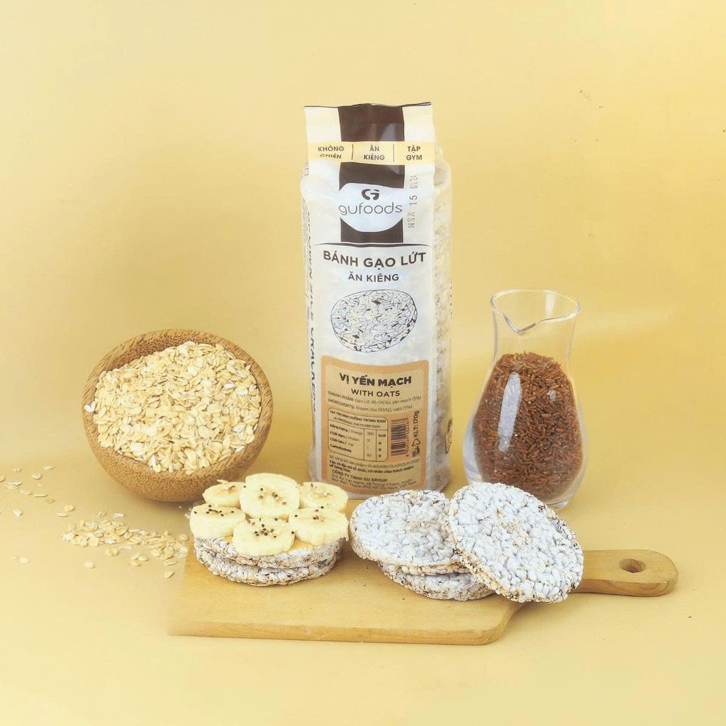 [Vị Yến Mạch] - Bánh Gạo Lứt Ăn Kiêng GUfoods 170g - Thực Phẩm Bổ Sung Dinh Dưỡng Cho Người Tiểu Đường, Người Ăn Chay, Ăn Kiêng, Giảm Cân, Tập Gym, Eat Clean, Hàm Lượng Chất Xơ Cao (Bánh Và Snack Healthy)