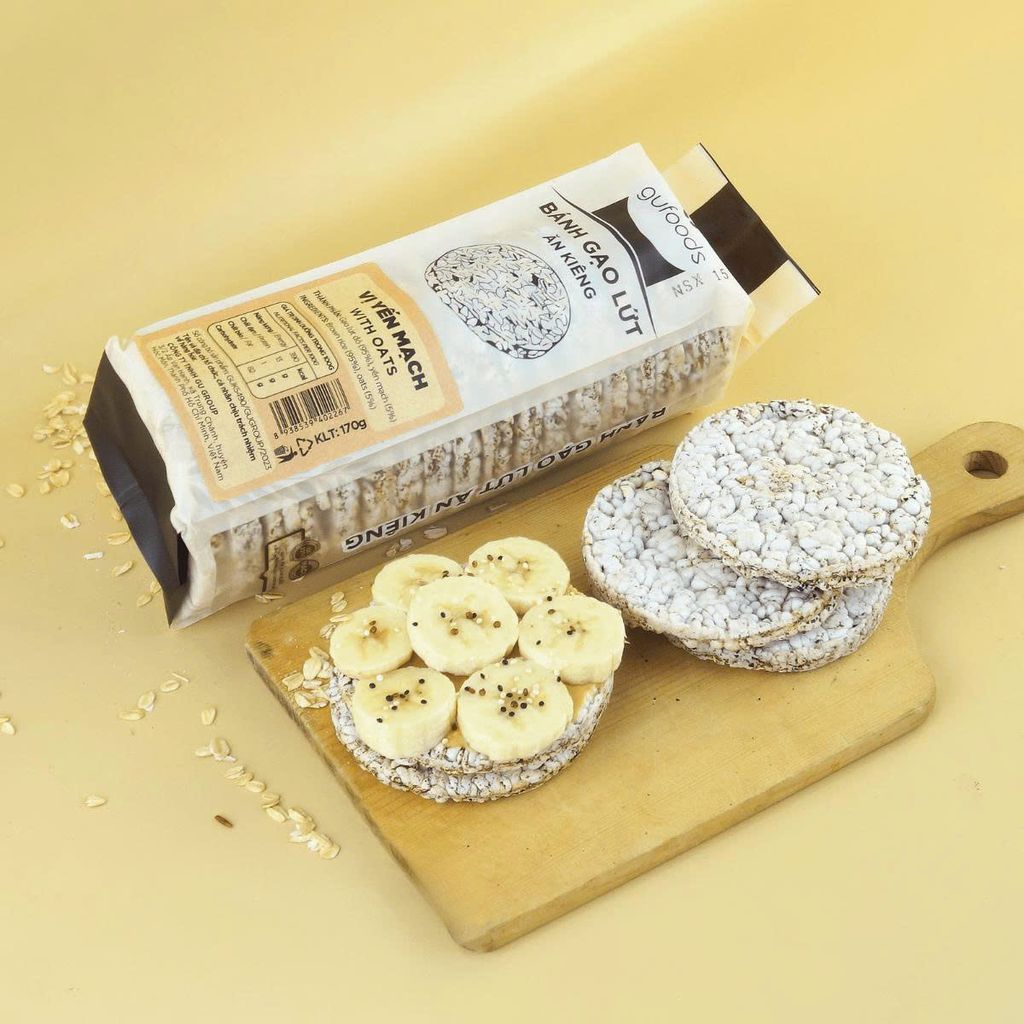 [Vị Yến Mạch] - Bánh Gạo Lứt Ăn Kiêng GUfoods 170g - Thực Phẩm Bổ Sung Dinh Dưỡng Cho Người Tiểu Đường, Người Ăn Chay, Ăn Kiêng, Giảm Cân, Tập Gym, Eat Clean, Hàm Lượng Chất Xơ Cao (Bánh Và Snack Healthy)