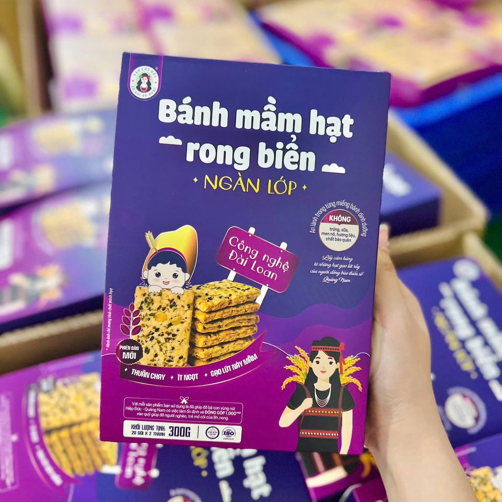 Bánh Mầm Hạt Rong Biển Bh.Nong Hộp 300g - Thực Phẩm Bổ Sung Dinh Dưỡng Cho Người Tiểu Đường, Người Ăn Chay, Ăn Kiêng, Giảm Cân, Tập Gym, Eat Clean, Hàm Lượng Chất Xơ Cao (Bánh Và Snack Healthy)