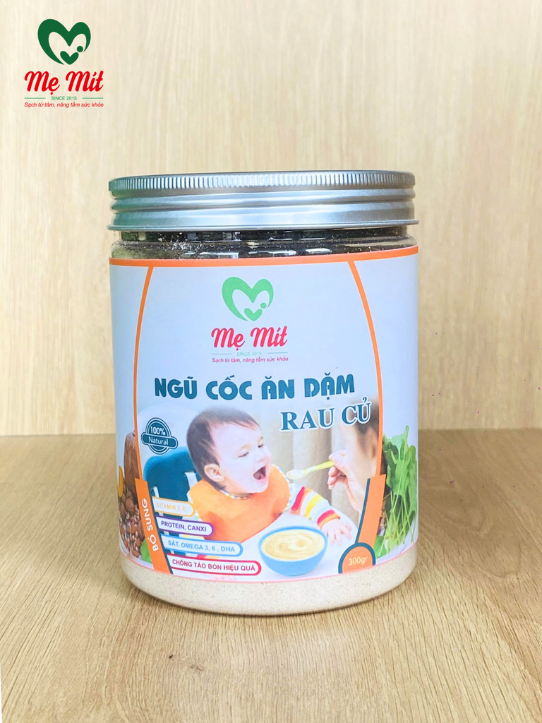 Bột Ngũ Cốc Ăn Dặm Rau Củ Mẹ Mít Hộp 300g - Thực Phẩm Bổ Sung Dinh Dưỡng Ăn Dặm Cho Bé Yêu, Vitamin Từ Rau Củ