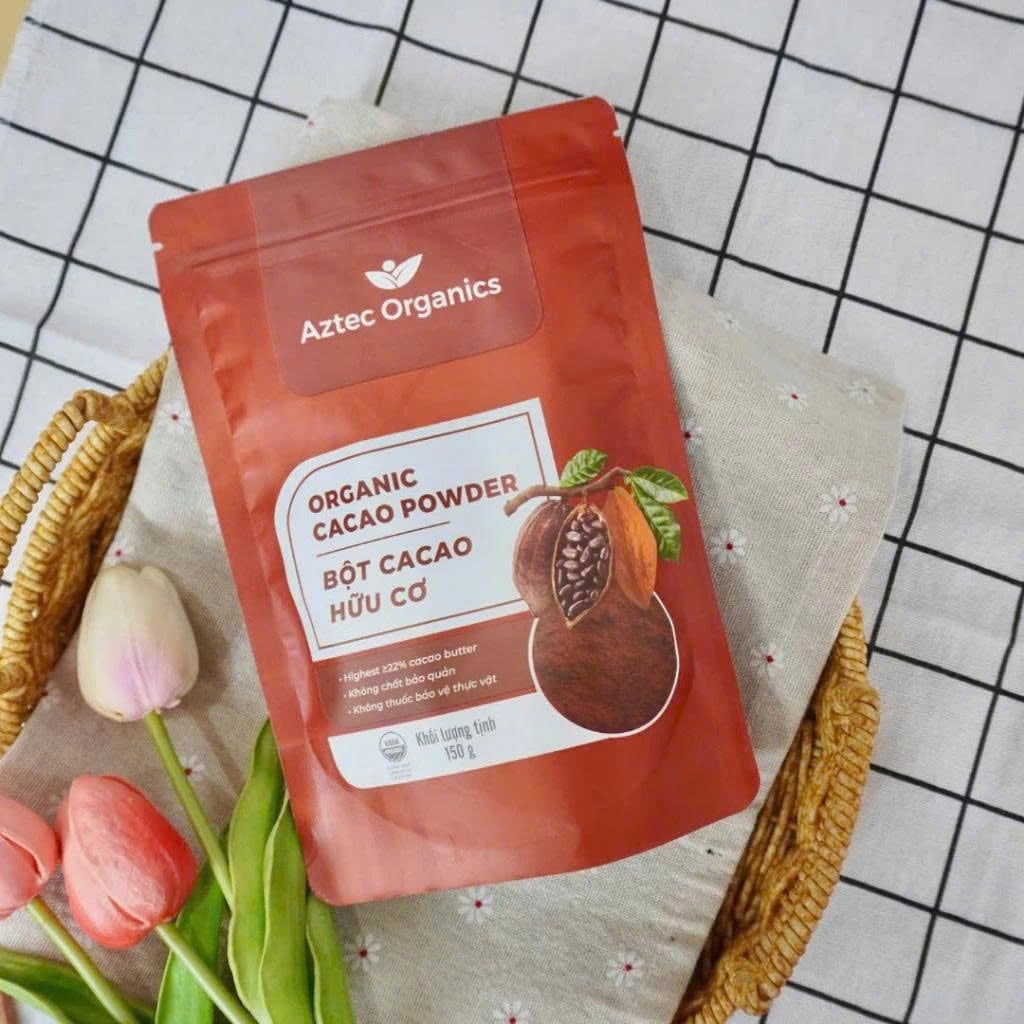 Bột Cacao Hữu Cơ Aztec Organics 150g – 100% Nguyên Chất, Không Đường, Giàu Flavan, Thực Phẩm Bổ Sung Dinh Dưỡng Cho Mẹ Bầu, Sau Sinh, Người Già, Người Tiểu Đường, Ăn Chay, Ăn Kiêng, Eat Clean, Healthy, Tốt Cho Tim Mạch (SPF))