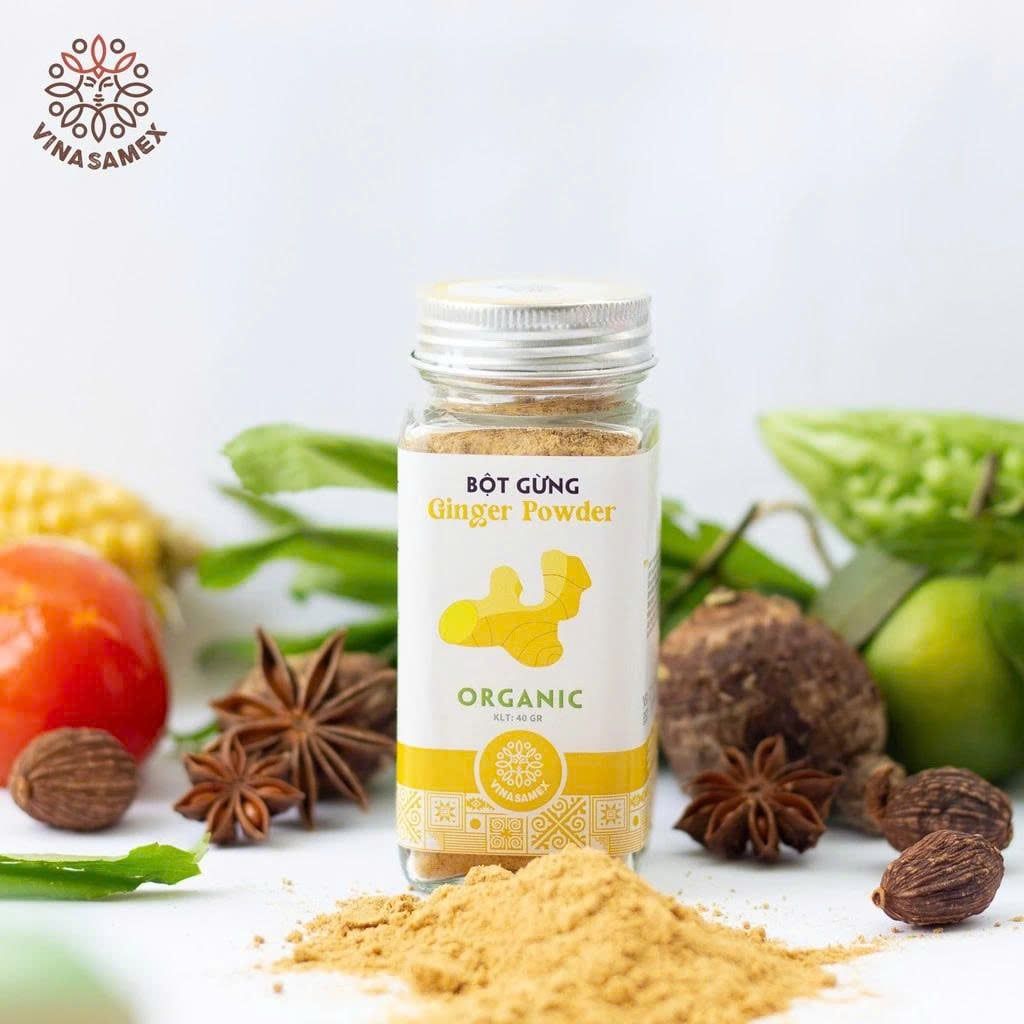 Bột Gừng Vinasamex 40g - Thực Phẩm Bổ Sung Dinh Dưỡng Cho Cả Gia Đình, Người Tiểu Đường, Ăn Kiêng, Ăn Chay, Gia Vị Cho Những Bữa Ăn Tròn Vị, Tẩm Uớp Món Ăn (GV)