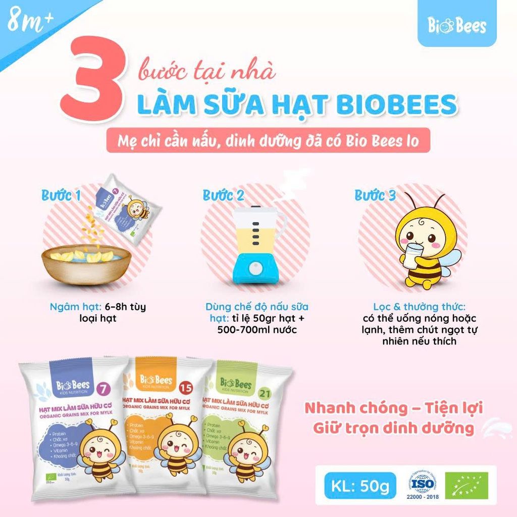 Hạt Mix Làm Sữa Hữu Cơ BioBees Số 7 (Gói 50g) - Nguyên Liệu Làm Sữa Hạt Sạch, Giàu Dinh Dưỡng (SH)