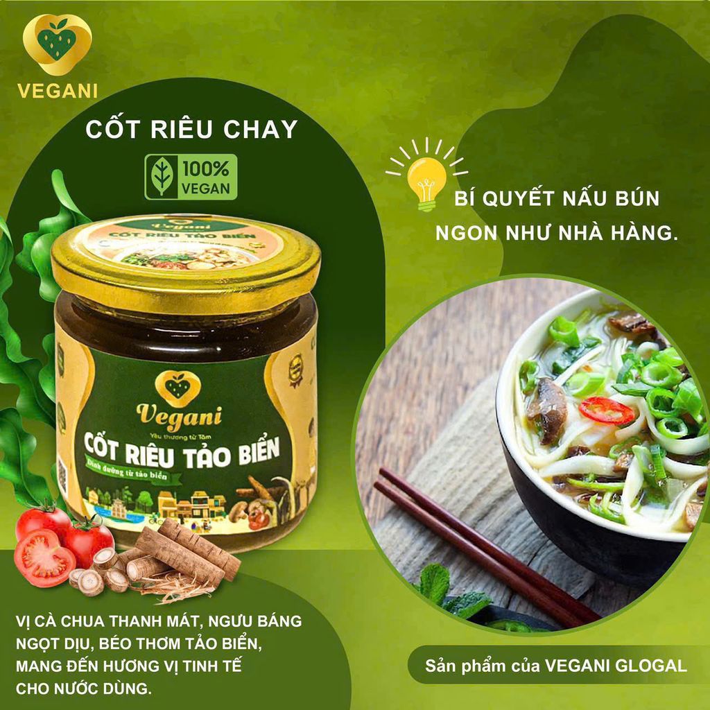 Cốt Riêu Tảo Biển Vegani 250g - Thực Phẩm Bổ Sung Dinh Dưỡng Cho Cả Gia Đình, Người Tiểu Đường, Ăn Kiêng, Ăn Chay, Gia Vị Nấu Bún Riêu Chay Đậm Đà Tiện Lợi (GV)