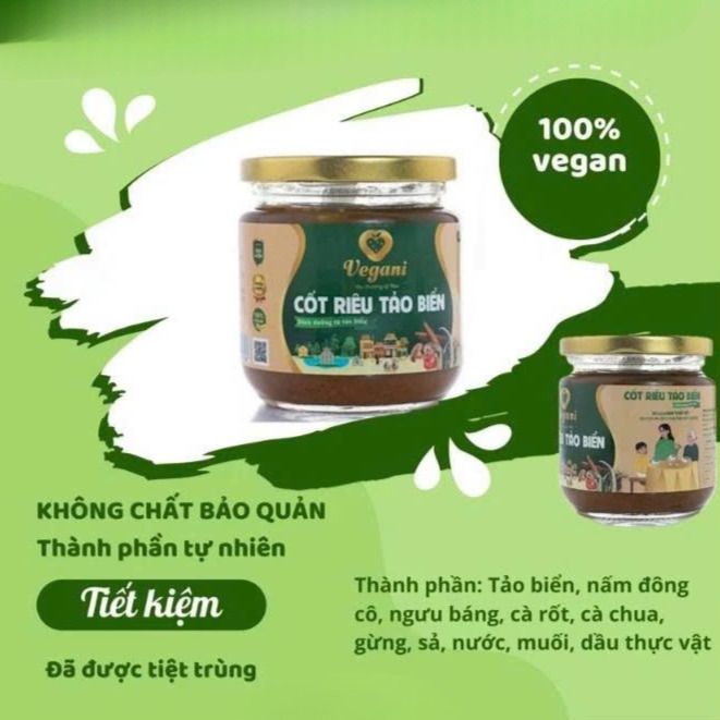 Cốt Riêu Tảo Biển Vegani 250g - Thực Phẩm Bổ Sung Dinh Dưỡng Cho Cả Gia Đình, Người Tiểu Đường, Ăn Kiêng, Ăn Chay, Gia Vị Nấu Bún Riêu Chay Đậm Đà Tiện Lợi (GV)