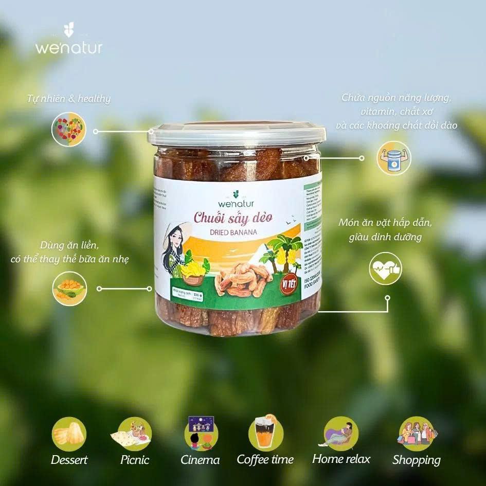 Combo Chuối Sấy Dẻo We'natur (Mỗi Gói 150g/ Hũ 330g) - Thực Phẩm Bổ Sung Dinh Dưỡng Cho Mẹ Bầu, Sau Sinh, Người Ăn Chay, Ăn Kiêng, Người Chơi Thể Thao, Giảm Cân, Eat Clean (Bánh Và Snack Healthy)