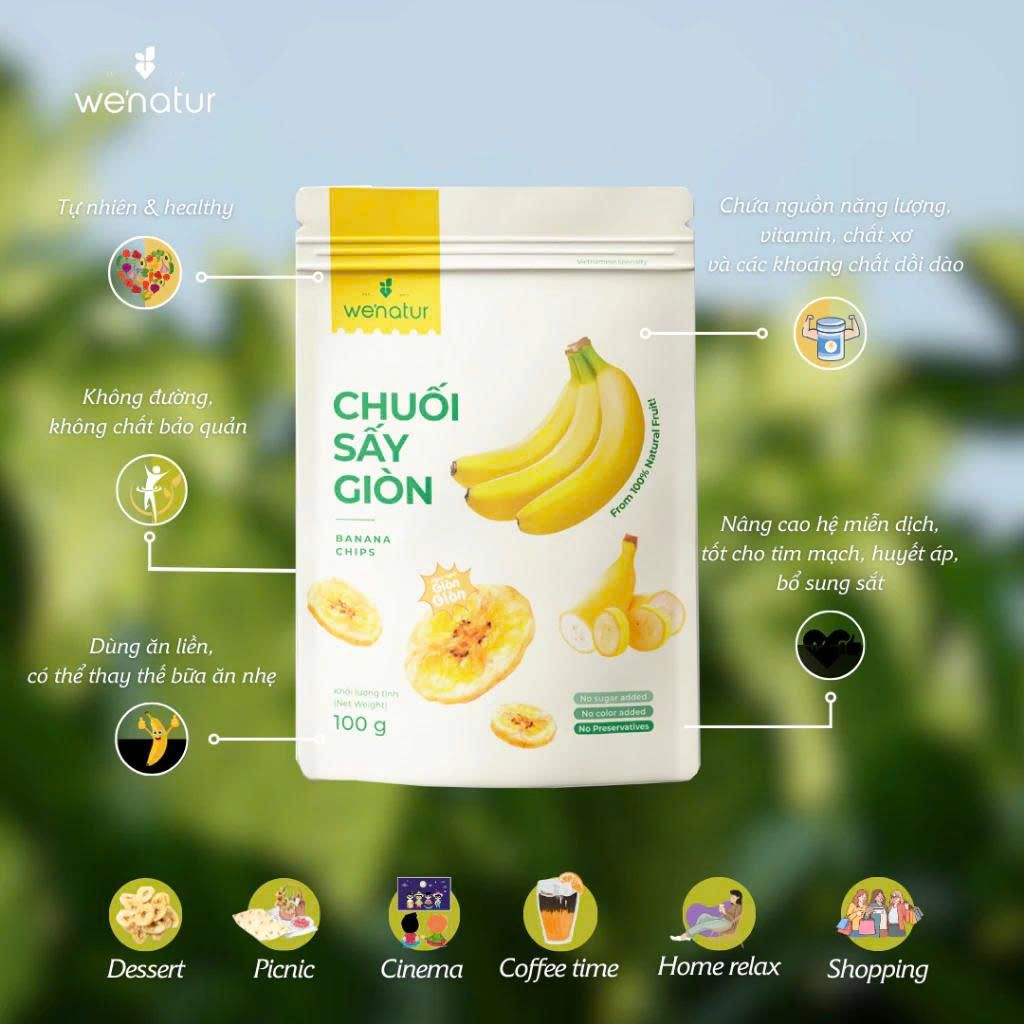 Combo Chuối Sấy Giòn We'natur (Mỗi Gói 100g) - Thực Phẩm Bổ Sung Dinh Dưỡng Cho Mẹ Bầu, Sau Sinh, Người Ăn Chay, Ăn Kiêng, Người Chơi Thể Thao, Giảm Cân, Eat Clean (Bánh Và Snack Healthy)