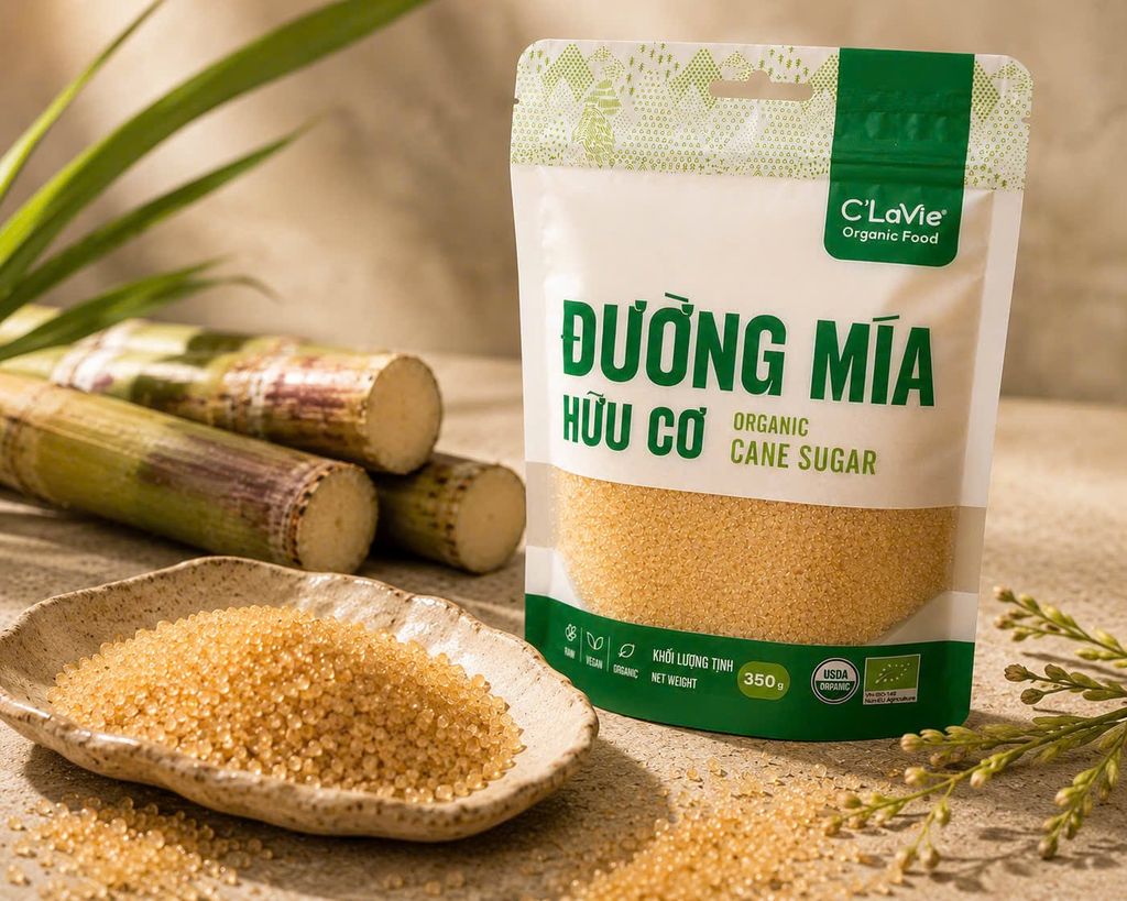 Đường Mía Hữu Cơ C'Lavie Túi 350g - Thực Phẩm Bổ Sung Dinh Dưỡng Cho Cả Gia Đình,, Ăn Chay, Đường Tự Nhiên, Ngọt Thanh, Dùng Nấu Ăn, Pha Nước Uống (GV)