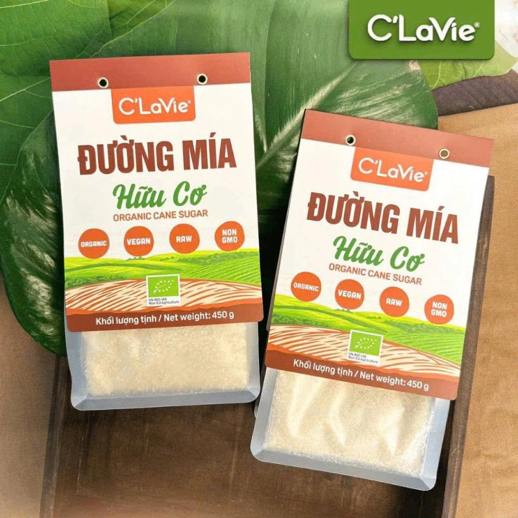 Đường Mía Hữu Cơ C'Lavie Túi 450g - Thực Phẩm Bổ Sung Dinh Dưỡng Cho Cả Gia Đình,, Ăn Chay, Đường Tự Nhiên, Ngọt Thanh, Dùng Nấu Ăn, Pha Nước Uống (GV)