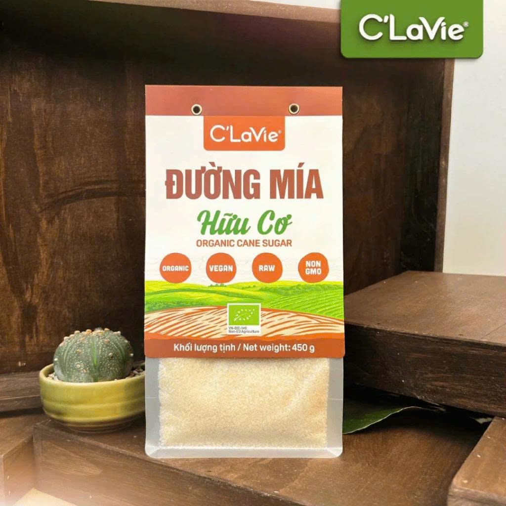 Đường Mía Hữu Cơ C'Lavie Túi 450g - Thực Phẩm Bổ Sung Dinh Dưỡng Cho Cả Gia Đình,, Ăn Chay, Đường Tự Nhiên, Ngọt Thanh, Dùng Nấu Ăn, Pha Nước Uống (GV)