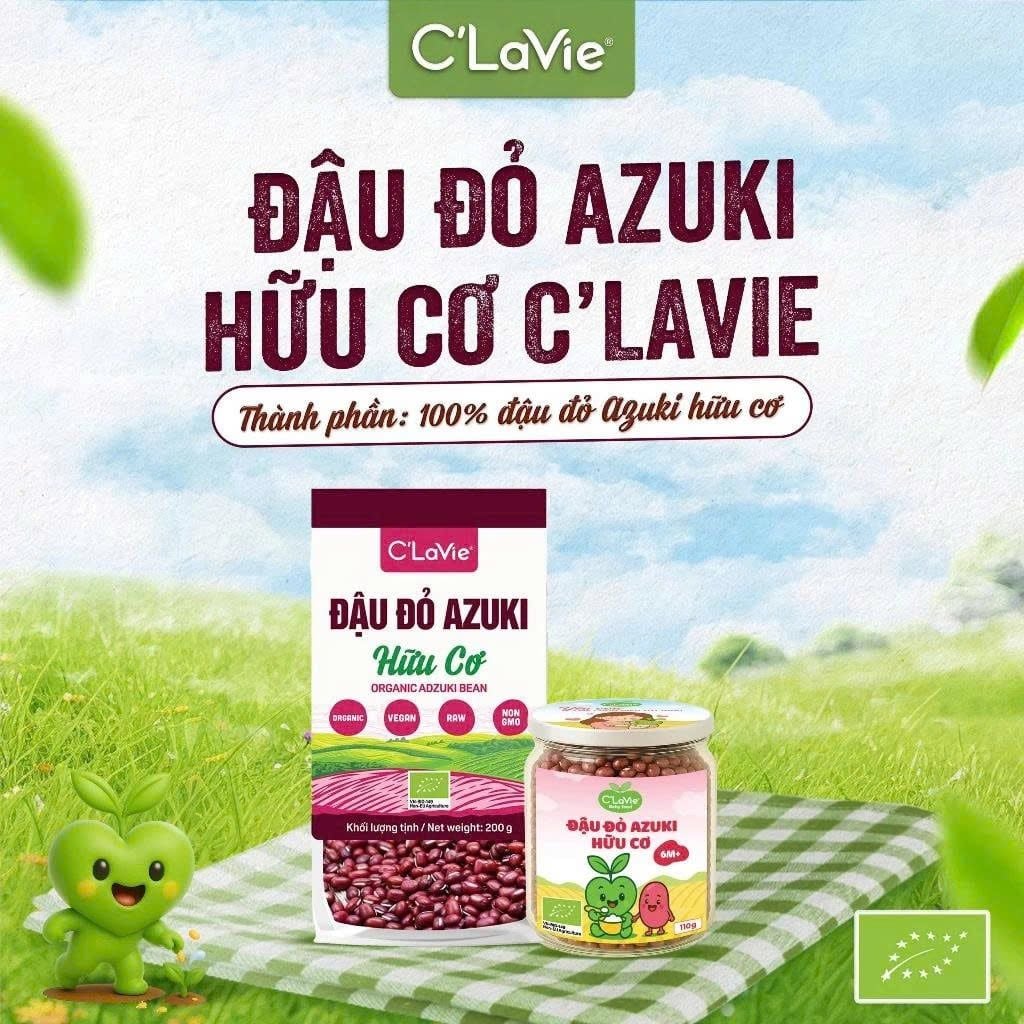 Đậu Đỏ Azuki Hữu Cơ C'Lavie 200g - Thực Phẩm Bổ Sung Dinh Dưỡng Cho Mẹ Bầu, Sau Sinh, Người Già, Người Tiểu Đường, Ăn Chay, Ăn Kiêng, Eat Clean, Healthy, Tốt Cho Tim Mạch, Dùng Nấu Sữa Hạt, Chè, Cháo Ăn Dặm Cho Bé (ĐTV, CX, Hạt Và Đậu, DSTN)
