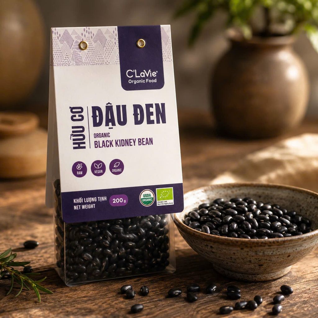 Đậu Đen Hữu Cơ C'Lavie 200g - Thực Phẩm Bổ Sung Dinh Dưỡng Cho Mẹ Bầu, Sau Sinh, Người Già, Người Tiểu Đường, Ăn Chay, Ăn Kiêng, Eat Clean, Healthy, Tốt Cho Tim Mạch, Dùng Nấu Sữa Hạt, Chè, Cháo Ăn Dặm Cho Bé (ĐTV, CX, Hạt Và Đậu)