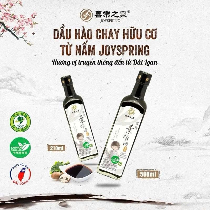 Dầu Hào Chay Hữu Cơ Từ Nấm JoySpring Chai 210ml 500m - Thực Phẩm Bổ Sung Dinh Dưỡng Cho Cả Gia Đình, Người Tiểu Đường, Ăn Kiêng, Ăn Chay (GV)
