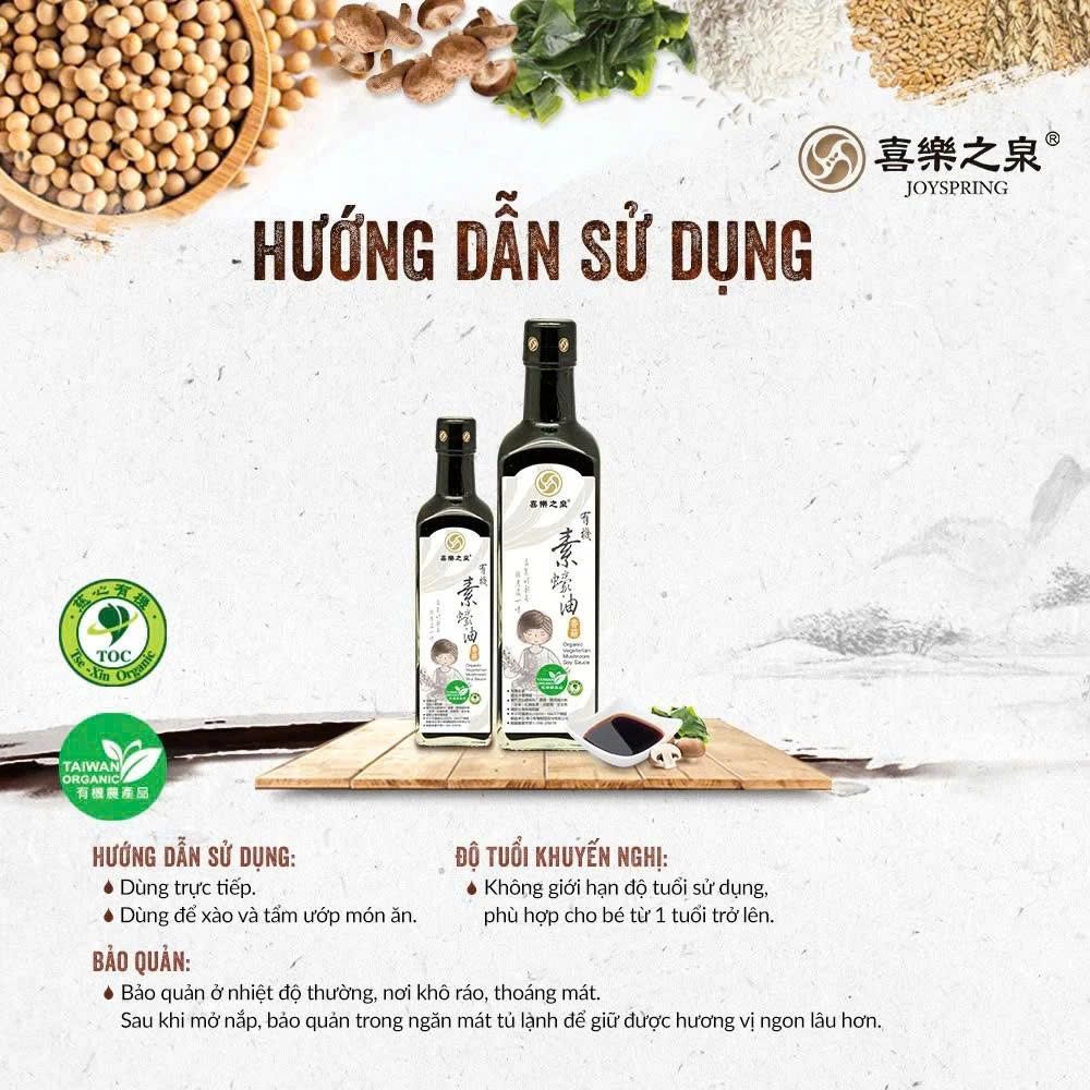 Dầu Hào Chay Hữu Cơ Từ Nấm JoySpring Chai 210ml 500m - Thực Phẩm Bổ Sung Dinh Dưỡng Cho Cả Gia Đình, Người Tiểu Đường, Ăn Kiêng, Ăn Chay (GV)