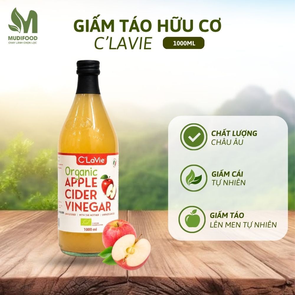 Giấm Táo Hữu Cơ C'Lavie 500ml, 100ml - Giấm Lên Men Tự Nhiên Nhập Khẩu Ý, Có Giấm Cái Hỗ Trợ Giảm Cân, Detox Cơ Thể (GV)