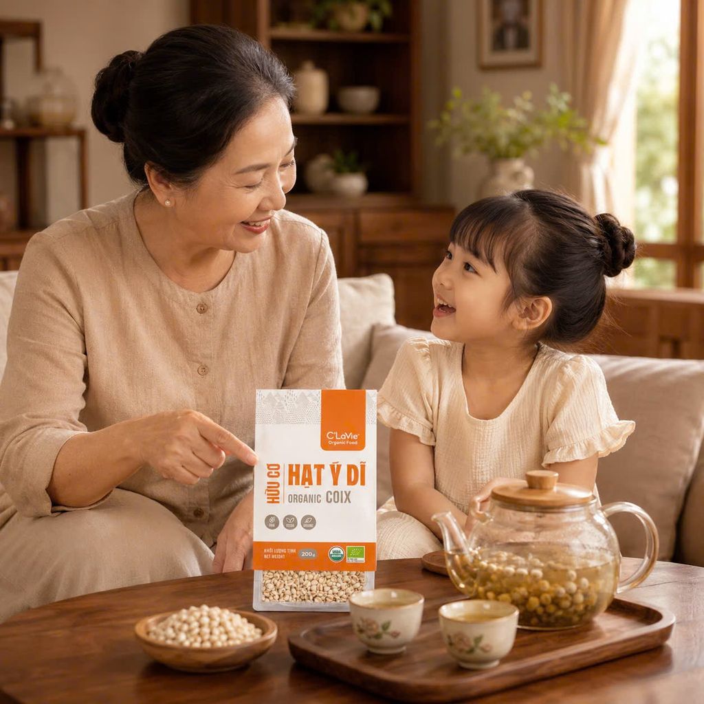 Hạt Ý Dĩ Hữu Cơ C'Lavie 200g - Thực Phẩm Bổ Sung Dinh Dưỡng Cho Mẹ Bầu, Sau Sinh, Người Già, Người Tiểu Đường, Ăn Chay, Ăn Kiêng, Eat Clean, Healthy, Tốt Cho Tim Mạch, Dùng Nấu Sữa Hạt, Chè, Cháo Ăn Dặm Cho Bé (NCNC, DSTN, CX, Hạt Và Đậu)