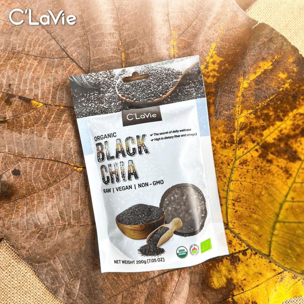 Hạt Chia Hữu Cơ C'lavie Gói 200g - Thực Phẩm Bổ Sung Dinh Dưỡng Cho Mẹ Bầu, Sau Sinh, Người Ăn Chay, Ăn Kiêng, Giảm Cân, Tập Gym, Eat Clean, Hàm Lượng Giàu Protein Và Chất Xơ (Bánh Và Snack Healthy)