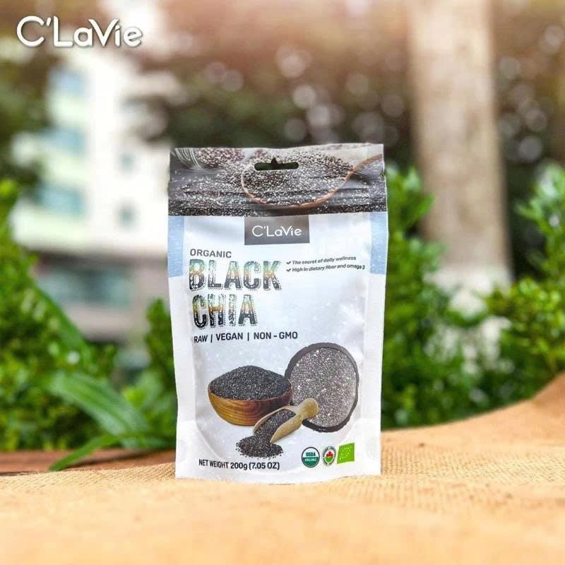 Hạt Chia Hữu Cơ C'lavie Gói 200g - Thực Phẩm Bổ Sung Dinh Dưỡng Cho Mẹ Bầu, Sau Sinh, Người Ăn Chay, Ăn Kiêng, Giảm Cân, Tập Gym, Eat Clean, Hàm Lượng Giàu Protein Và Chất Xơ (Bánh Và Snack Healthy)