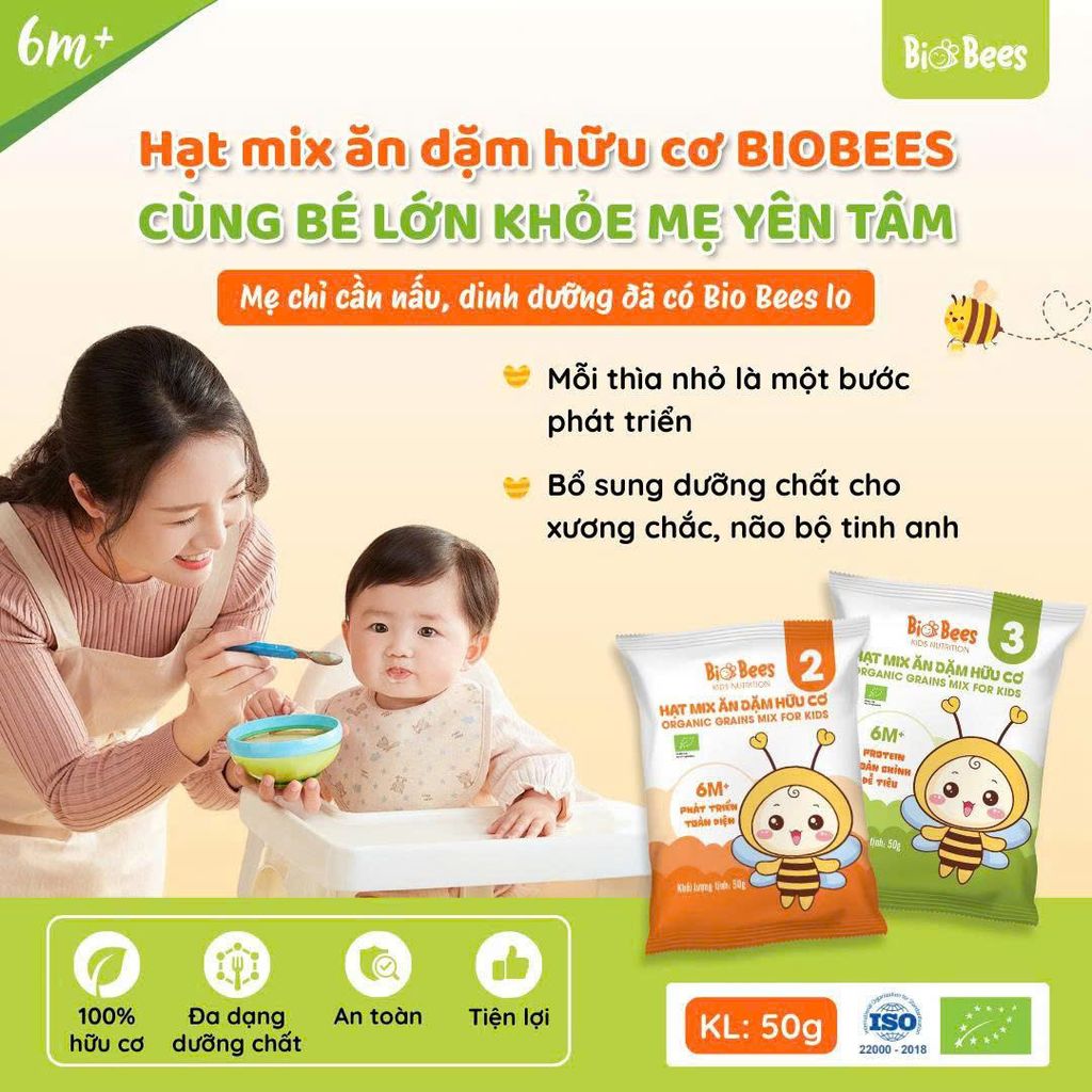 Hạt Mix Ăn Dặm Hữu Cơ BioBees Số 10 (Gói 50g) - Hạt Dinh Dưỡng Giàu Protein,Vitamin, Nấu Cháo Ăn Dặm (SH)