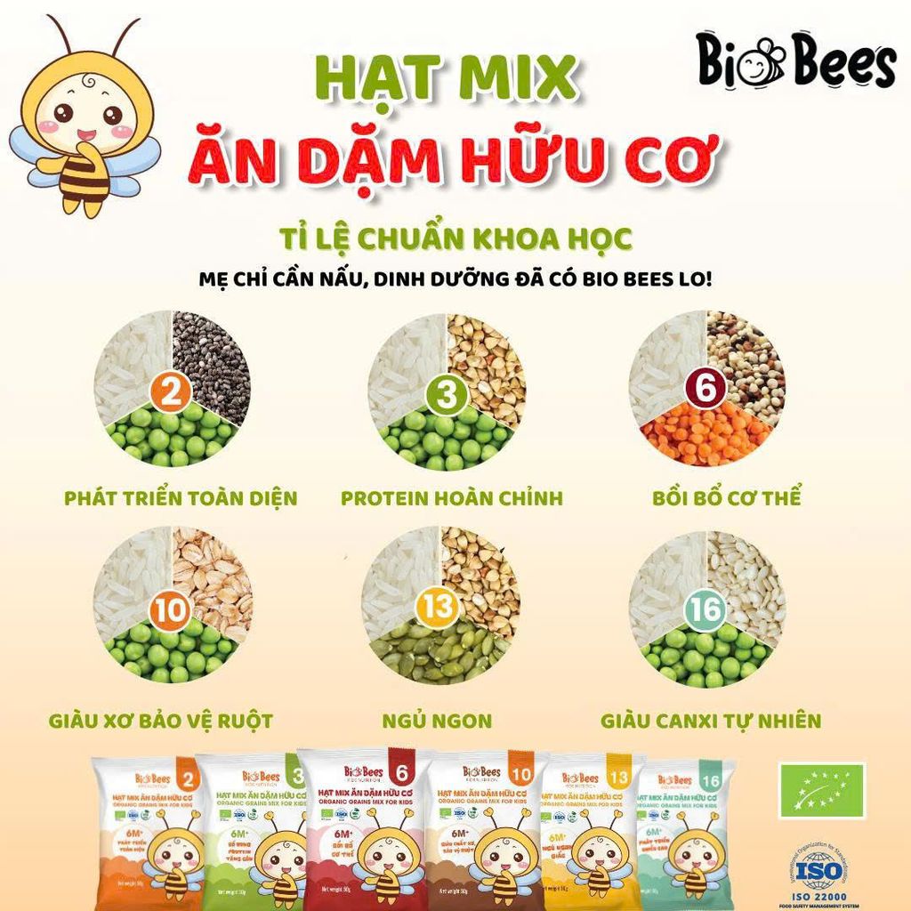 Hạt Mix Ăn Dặm Hữu Cơ BioBees Số 10 (Gói 50g) - Hạt Dinh Dưỡng Giàu Protein,Vitamin, Nấu Cháo Ăn Dặm (SH)