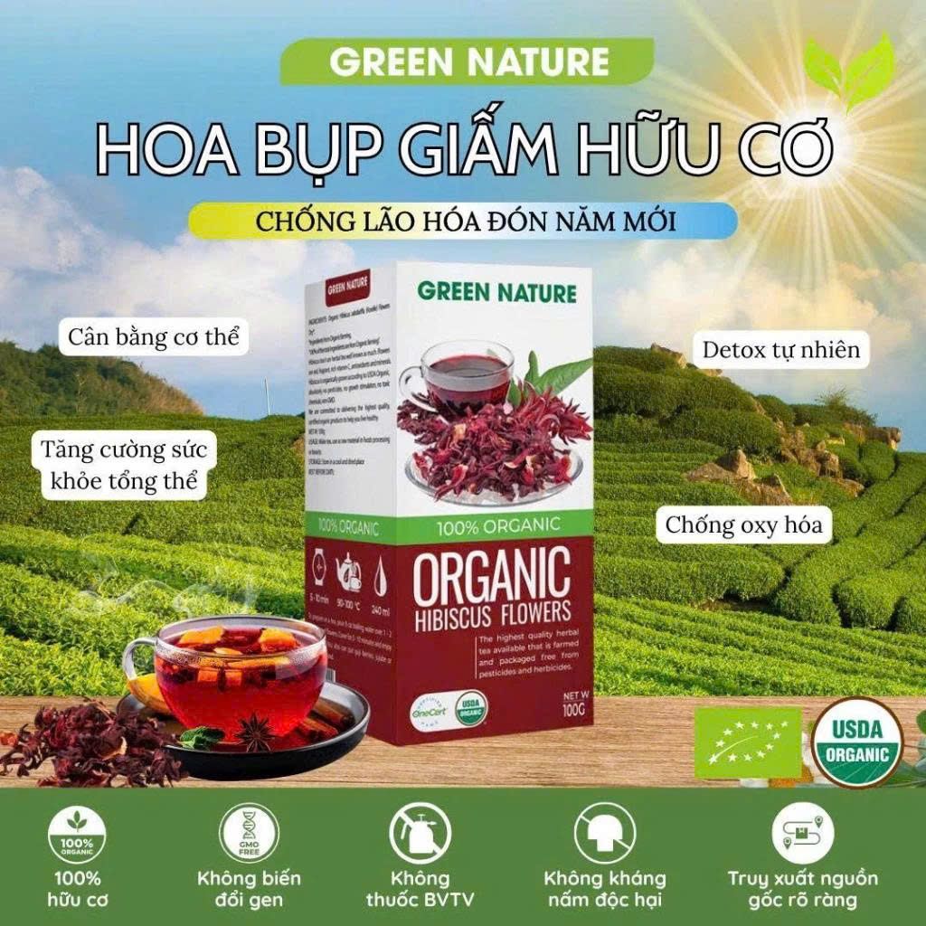 Combo Hoa Bụp Giấm Và Hoa Cúc La Mã Green Nature 100g - Thanh Nhiệt, Mát Gan, Cải Thiện Giấc Ngủ, Giúp Thư Giãn & Làm Đẹp Da, Tốt Cho Tim Mạch, Giảm Cân, Eatclean, Healthy (Trà)