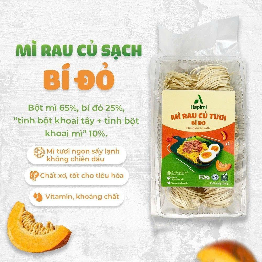 Mì Bí Đỏ Hapimi 180g - Thực Phẩm Bổ Sung Dinh Dưỡng Cho Cả Gia Đình, Người Ăn Chay, Ăn Kiêng, Giảm Cân, Thực Dưỡng, Eat Clean, Healthy (Bún, Phở, Gạo, Mì, Nui)