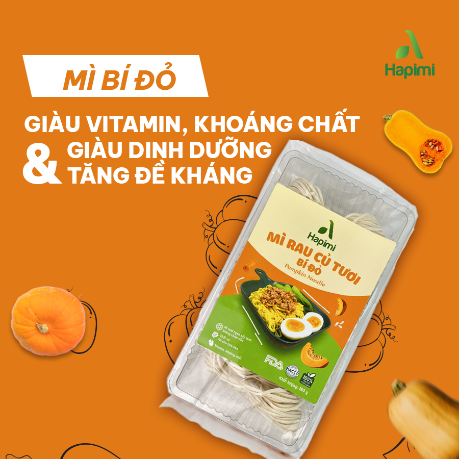 Mì Bí Đỏ Hapimi 180g - Thực Phẩm Bổ Sung Dinh Dưỡng Cho Cả Gia Đình, Người Ăn Chay, Ăn Kiêng, Giảm Cân, Thực Dưỡng, Eat Clean, Healthy (Bún, Phở, Gạo, Mì, Nui)