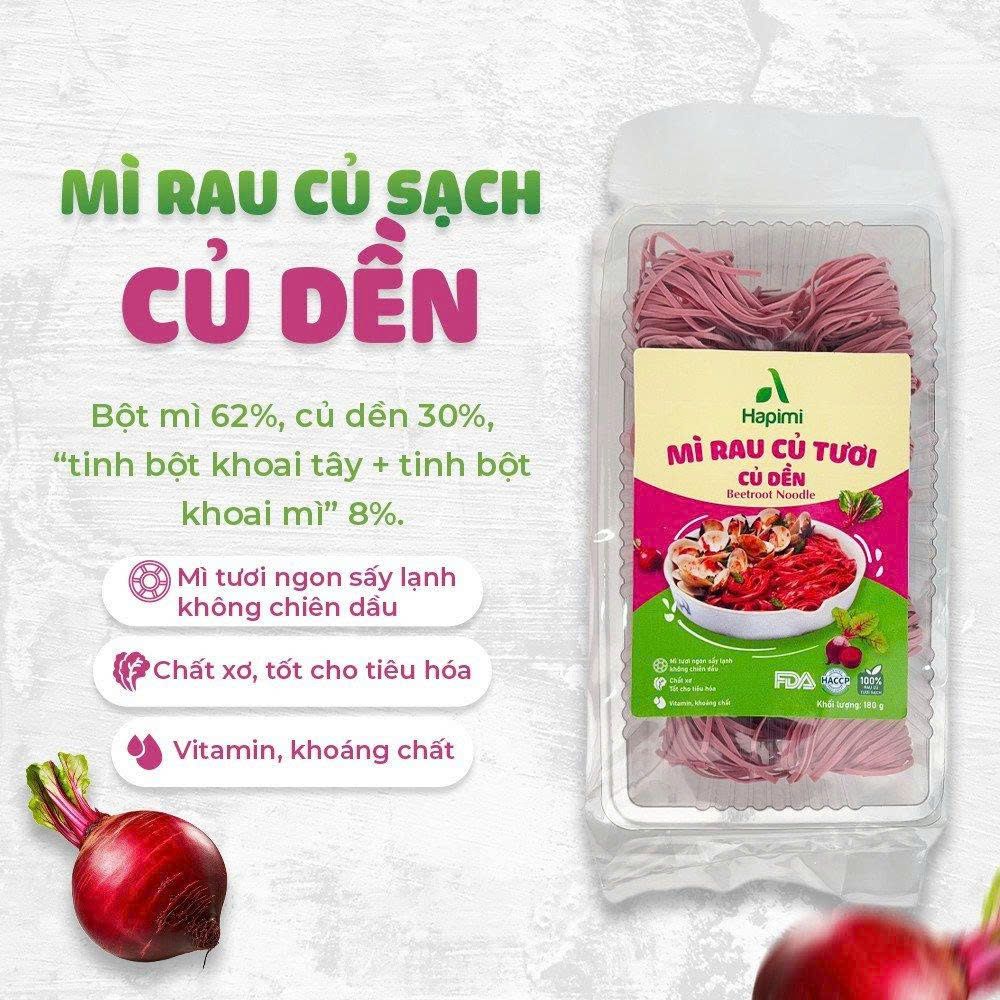 Mì Củ Dền Hapimi 180g - Thực Phẩm Bổ Sung Dinh Dưỡng Cho Cả Gia Đình, Người Ăn Chay, Ăn Kiêng, Giảm Cân, Thực Dưỡng, Eat Clean, Healthy (Bún, Phở, Gạo, Mì, Nui)