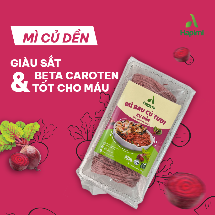 Mì Củ Dền Hapimi 180g - Thực Phẩm Bổ Sung Dinh Dưỡng Cho Cả Gia Đình, Người Ăn Chay, Ăn Kiêng, Giảm Cân, Thực Dưỡng, Eat Clean, Healthy (Bún, Phở, Gạo, Mì, Nui)