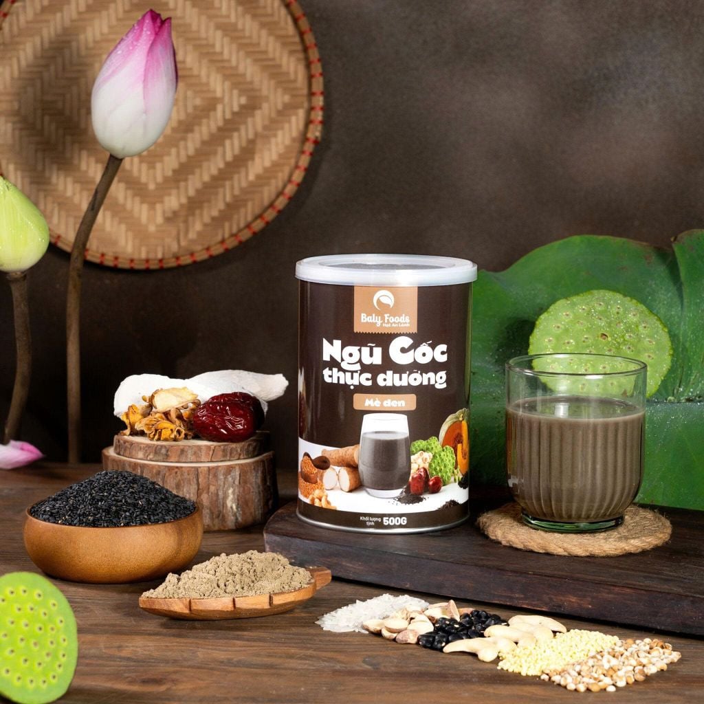 Ngũ Cốc Thực Dưỡng Mè Đen Balyfoods Hũ 500g - Thực Phẩm Bổ Sung Dinh Dưỡng Cho Mẹ Bầu, Sau Sinh, Người Già, Người Tiểu Đường, Ăn Chay, Ăn Kiêng, Eat Clean, Healthy, Tốt Cho Tim Mạch (BNC)