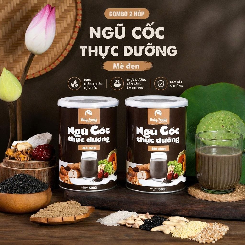 Ngũ Cốc Thực Dưỡng Mè Đen Balyfoods Hũ 500g - Thực Phẩm Bổ Sung Dinh Dưỡng Cho Mẹ Bầu, Sau Sinh, Người Già, Người Tiểu Đường, Ăn Chay, Ăn Kiêng, Eat Clean, Healthy, Tốt Cho Tim Mạch (BNC)