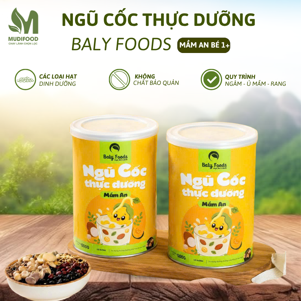 Ngũ Cốc Thực Dưỡng Mầm An BalyFoods Hũ 500g - Thực Phẩm Bổ Sung Dinh Dưỡng Cho Bé Từ 1 tuổi, Mẹ Bầu, Sau Sinh, Người Già, Người Tiểu Đường, Ăn Chay, Ăn Kiêng, Eat Clean, Healthy, Tốt Cho Tim Mạch (BNC)