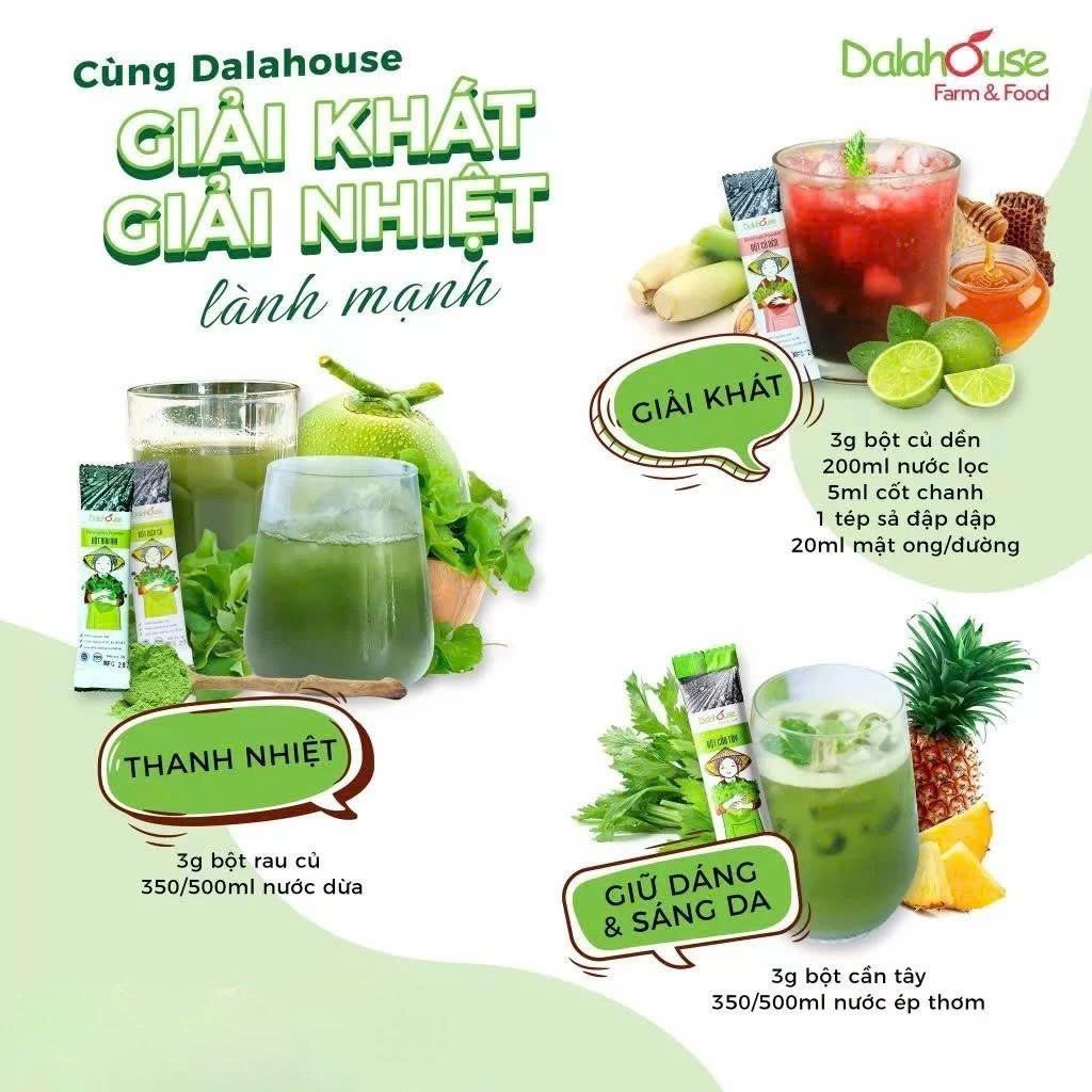 Bột Rau Má Dalahouse - Bột Rau Củ Hữu Cơ Nguyên Chất Sấy Lạnh (BRC)