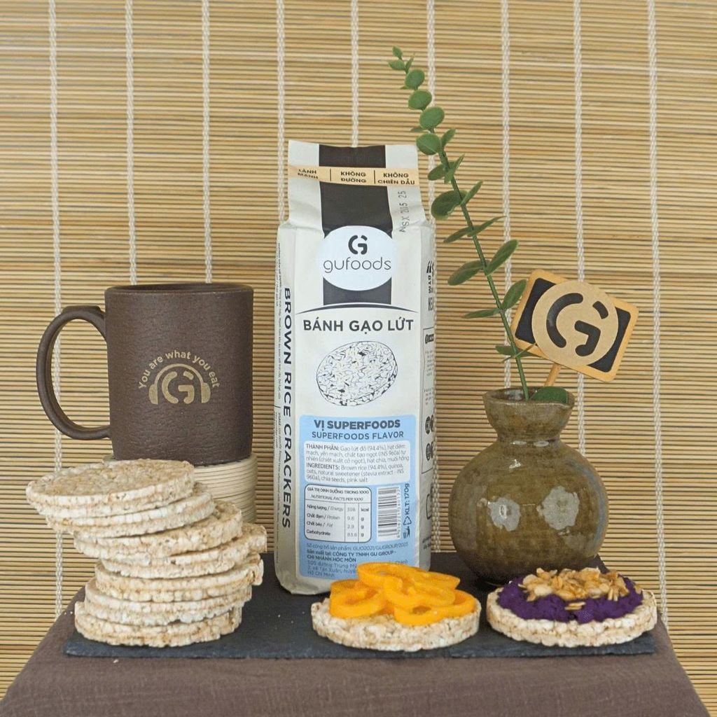 [Vị Superfoods] - Bánh Gạo Lứt Mix Superfoods GUfoods 170g/ 300g - Thực Phẩm Bổ Sung Dinh Dưỡng Cho Mẹ Bầu, Sau Sinh, Người Ăn Chay, Ăn Kiêng, Giảm Cân, Tập Gym, Eat Clean, Hàm Lượng Giàu Protein Và Chất Xơ (Bánh Và Snack Healthy)