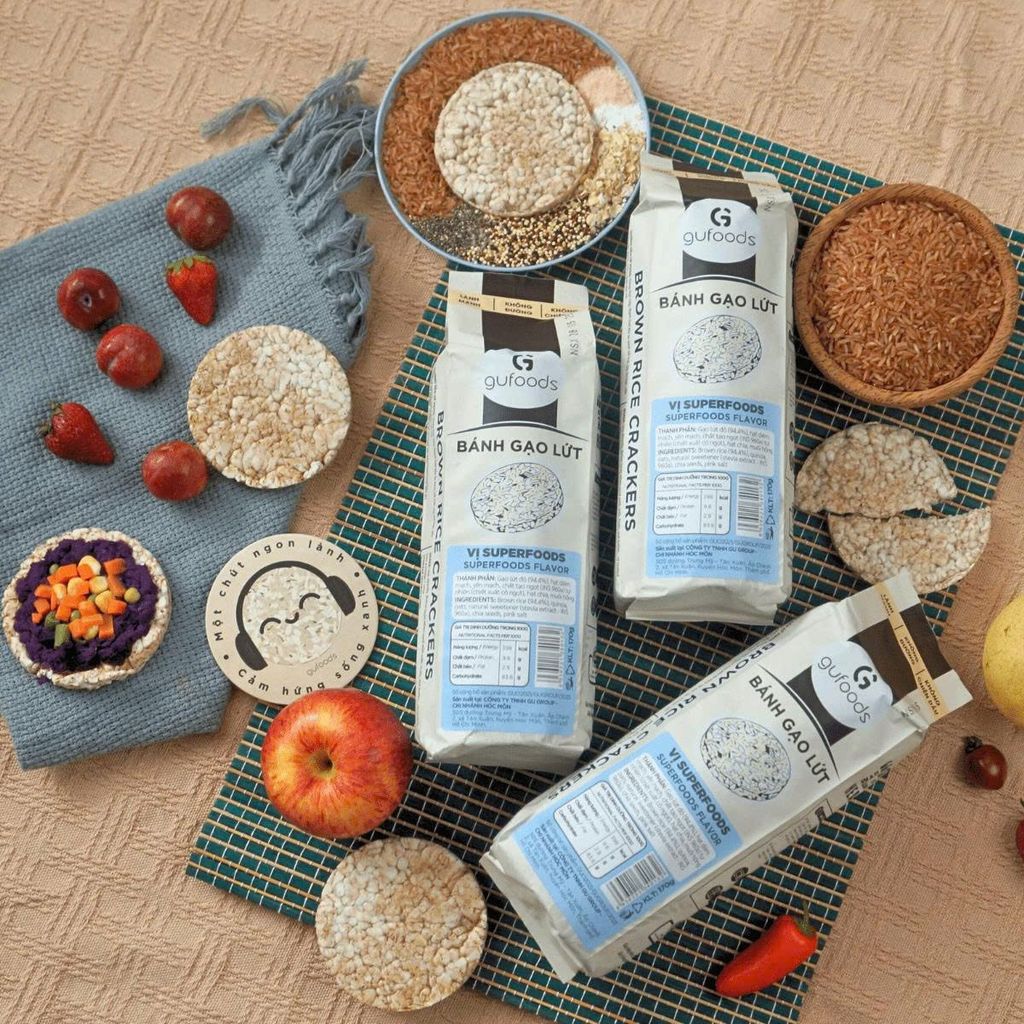 [Vị Superfoods] - Bánh Gạo Lứt Mix Superfoods GUfoods 170g/ 300g - Thực Phẩm Bổ Sung Dinh Dưỡng Cho Mẹ Bầu, Sau Sinh, Người Ăn Chay, Ăn Kiêng, Giảm Cân, Tập Gym, Eat Clean, Hàm Lượng Giàu Protein Và Chất Xơ (Bánh Và Snack Healthy)