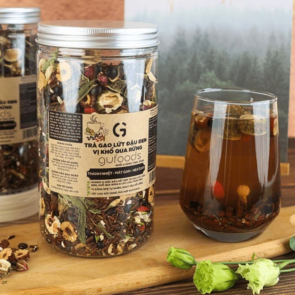 Combo Trà Gạo Lứt Đậu Đen Gufoods Mix Vị Thảo Mộc, Khổ Qua Rừng, Cúc Long Nhãn - Thanh Nhiệt, Mát Gan, Cải Thiện Giấc Ngủ, Tốt Cho Tim Mạch, Giảm Cân, Eatclean, Healthy (Trà)