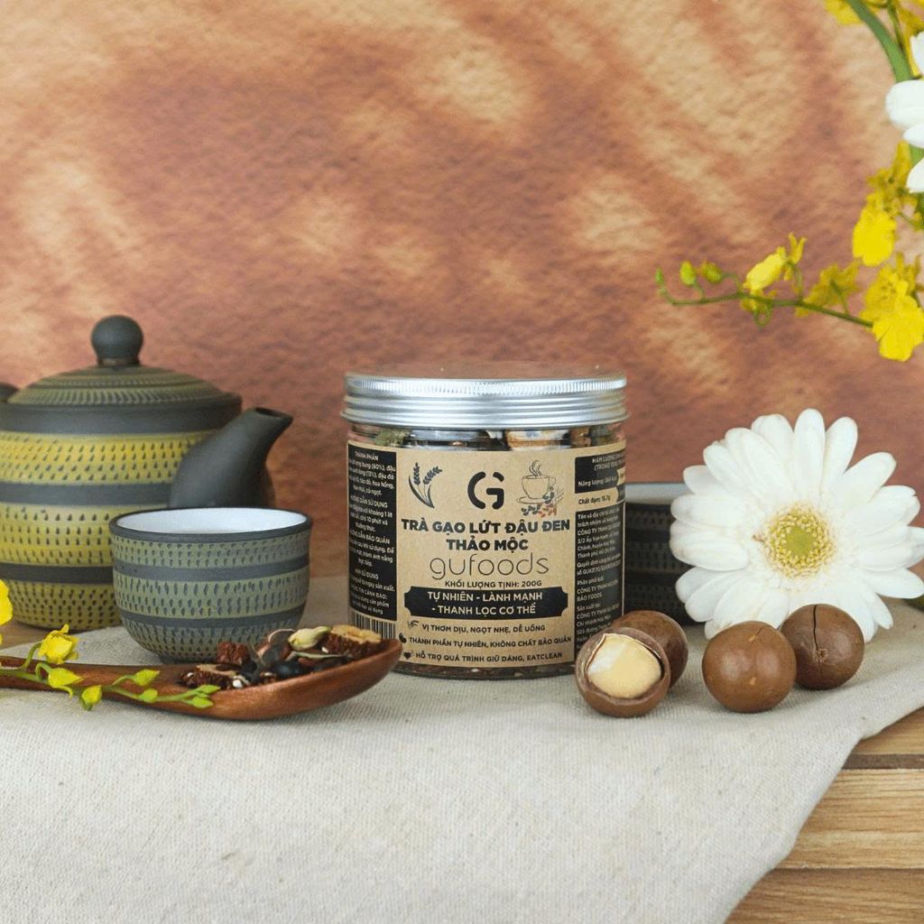 [Vị Thảo Mộc] - Trà Gạo Lứt Đậu Đen GUfoods Hũ 200g/ 500g - Thức Uống Có Lợi Cho Mẹ Bầu, Sau Sinh, Người Tiểu Đường, Người Giảm Cân, Eat Clean, Healthy, Tốt Cho Tim Mạch (Trà)