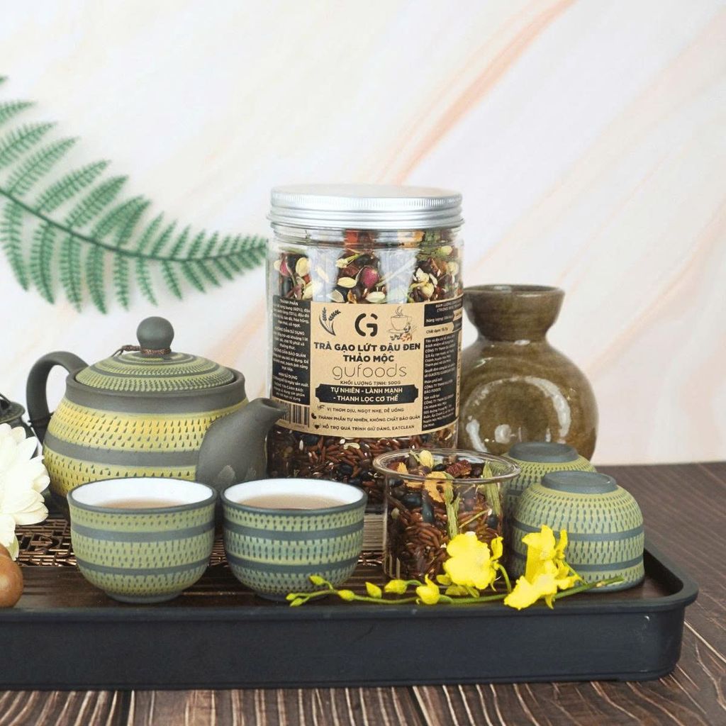 Combo Trà Gạo Lứt Đậu Đen Gufoods Mix Vị Thảo Mộc, Khổ Qua Rừng, Cúc Long Nhãn - Thanh Nhiệt, Mát Gan, Cải Thiện Giấc Ngủ, Tốt Cho Tim Mạch, Giảm Cân, Eatclean, Healthy (Trà)