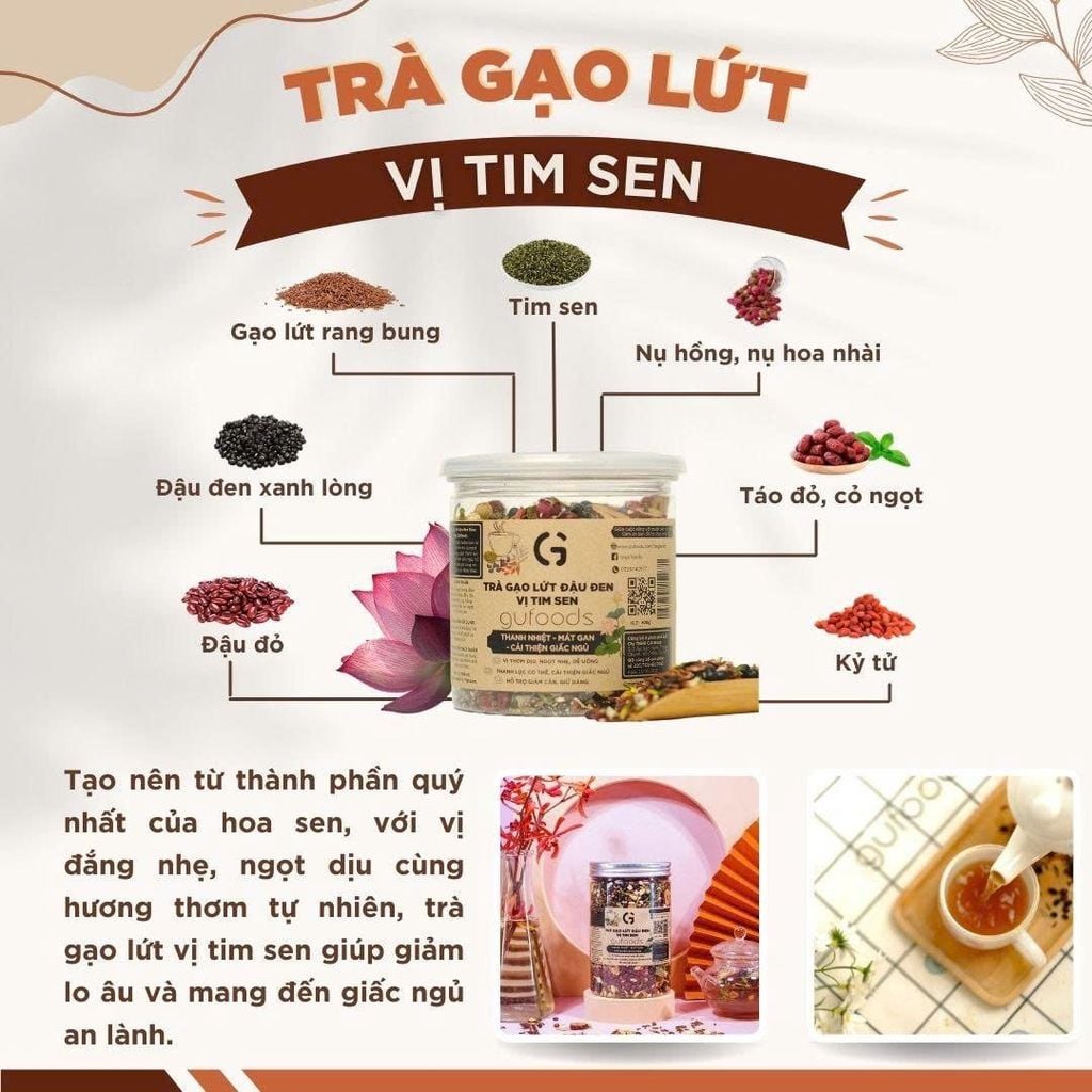 [Vị Tim Sen] - Trà Gạo Lứt Đậu Đen GUfoods Hũ 500g - Thanh Nhiệt, Mát Gan, Cải Thiện Giấc Ngủ, Tốt Cho Tim Mạch, Eatclean, Healthy (Trà)
