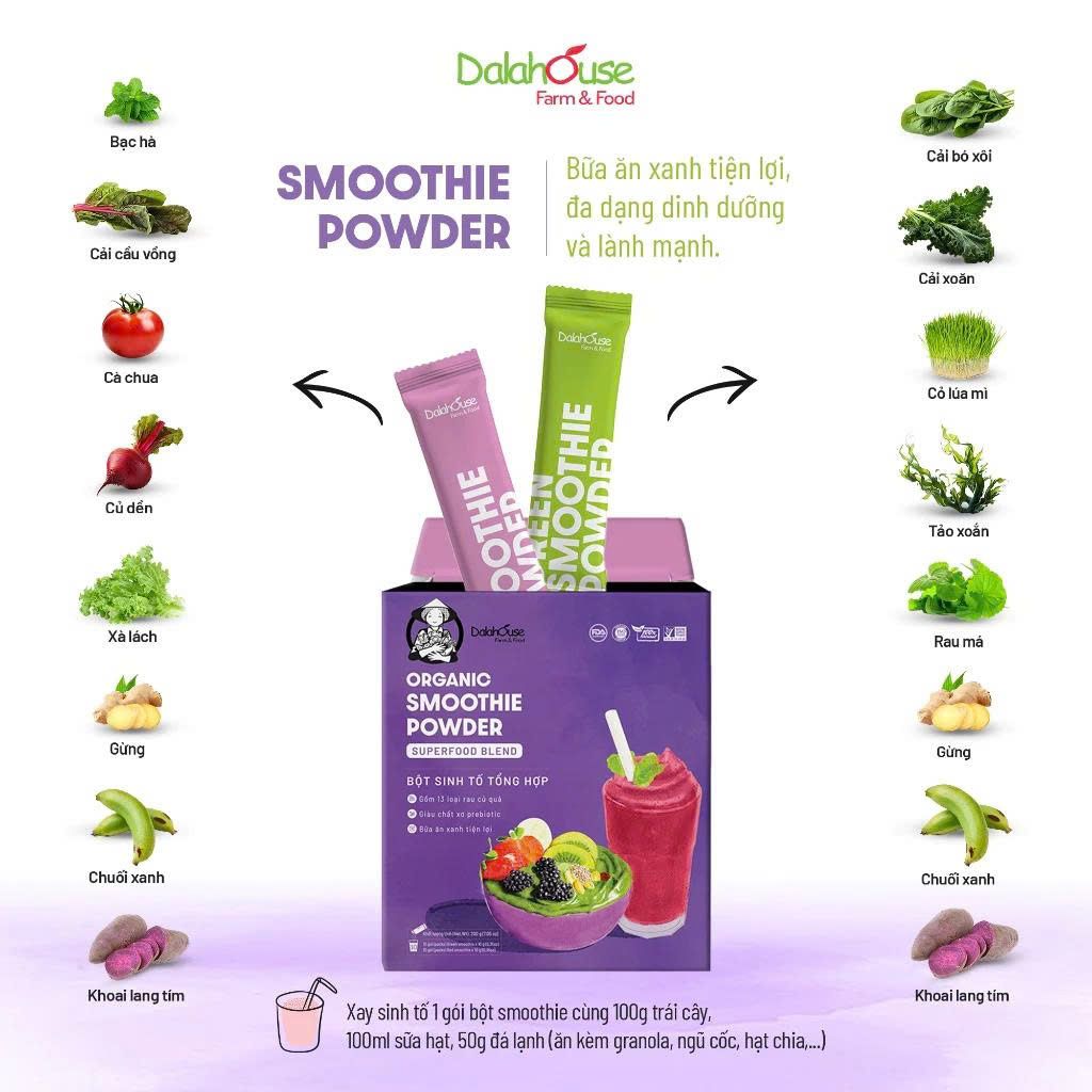Bột Sinh Tố Tổng Hợp Organic Smoothie Powder Dalahouse - Bột Rau Củ Hữu Cơ Nguyên Chất Sấy Lạnh (BRC)