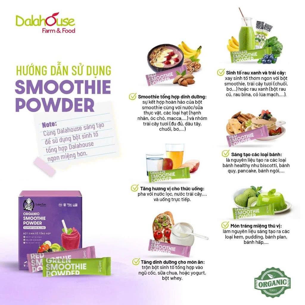 Bột Sinh Tố Tổng Hợp Organic Smoothie Powder Dalahouse - Bột Rau Củ Hữu Cơ Nguyên Chất Sấy Lạnh (BRC)