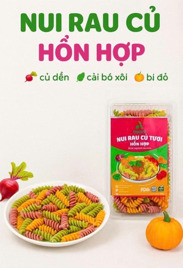 Nui Rau Củ Tươi Hỗn Hợp Hapimi 300g - Thực Phẩm Bổ Sung Dinh Dưỡng Cho Cả Gia Đình, Người Ăn Chay, Ăn Kiêng, Giảm Cân, Thực Dưỡng, Eat Clean, Healthy (Bún, Phở, Gạo, Mì, Nui)
