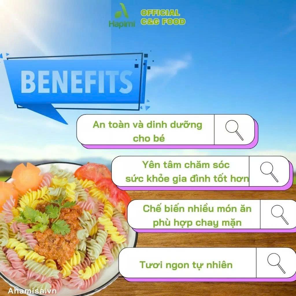 Nui Rau Củ Tươi Hỗn Hợp Hapimi 300g - Thực Phẩm Bổ Sung Dinh Dưỡng Cho Cả Gia Đình, Người Ăn Chay, Ăn Kiêng, Giảm Cân, Thực Dưỡng, Eat Clean, Healthy (Bún, Phở, Gạo, Mì, Nui)